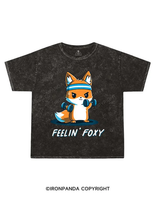 Funny Text T-shirt-FEELIN'FOXY Kids Washed T-Shirt