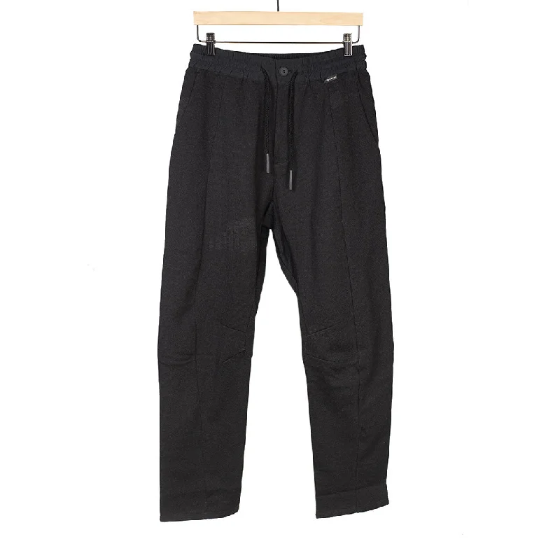 Relaxed Fit Sports Pants-Knitted cotton easy pants in soot black