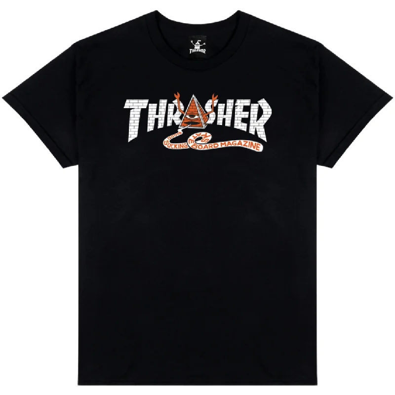 Colorful Tie-dye T-shirt-Thrasher Magazine x Toy Machine Pyramid T-Shirt - Black