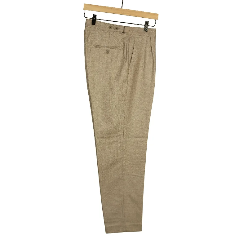 Breathable Outdoor Pants-Side tab trousers in beige wool twill