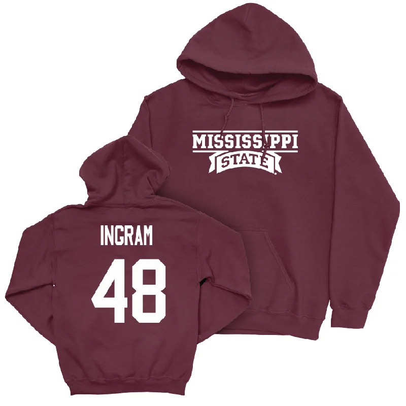 Fashion Hoodie With Pockets-Maroon Football Team Hoodie   - Charlie Ingram