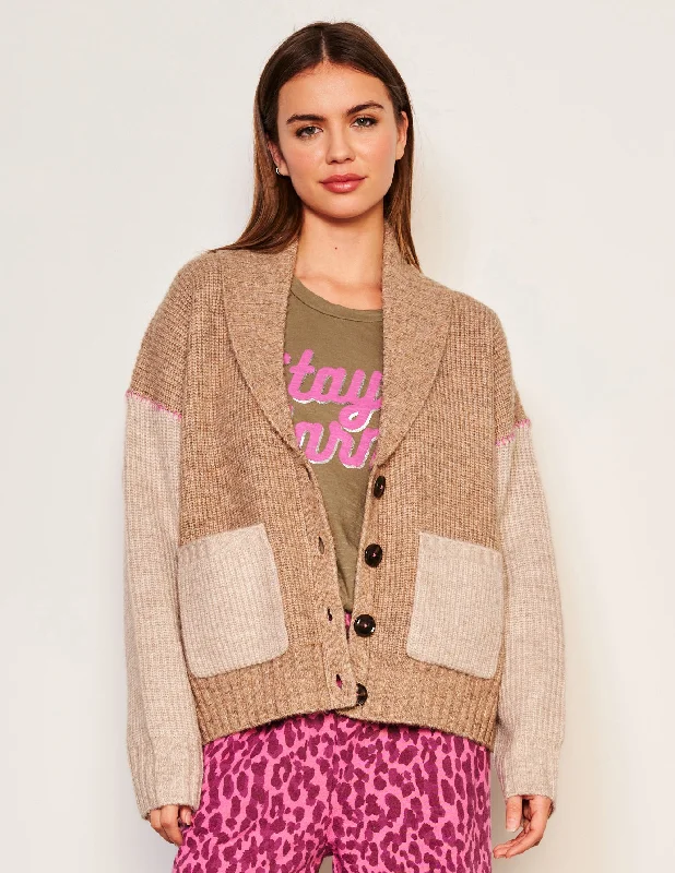 Heavy-duty Outdoor Jacket-Sundry Shawl Collar Cardi in Taupe