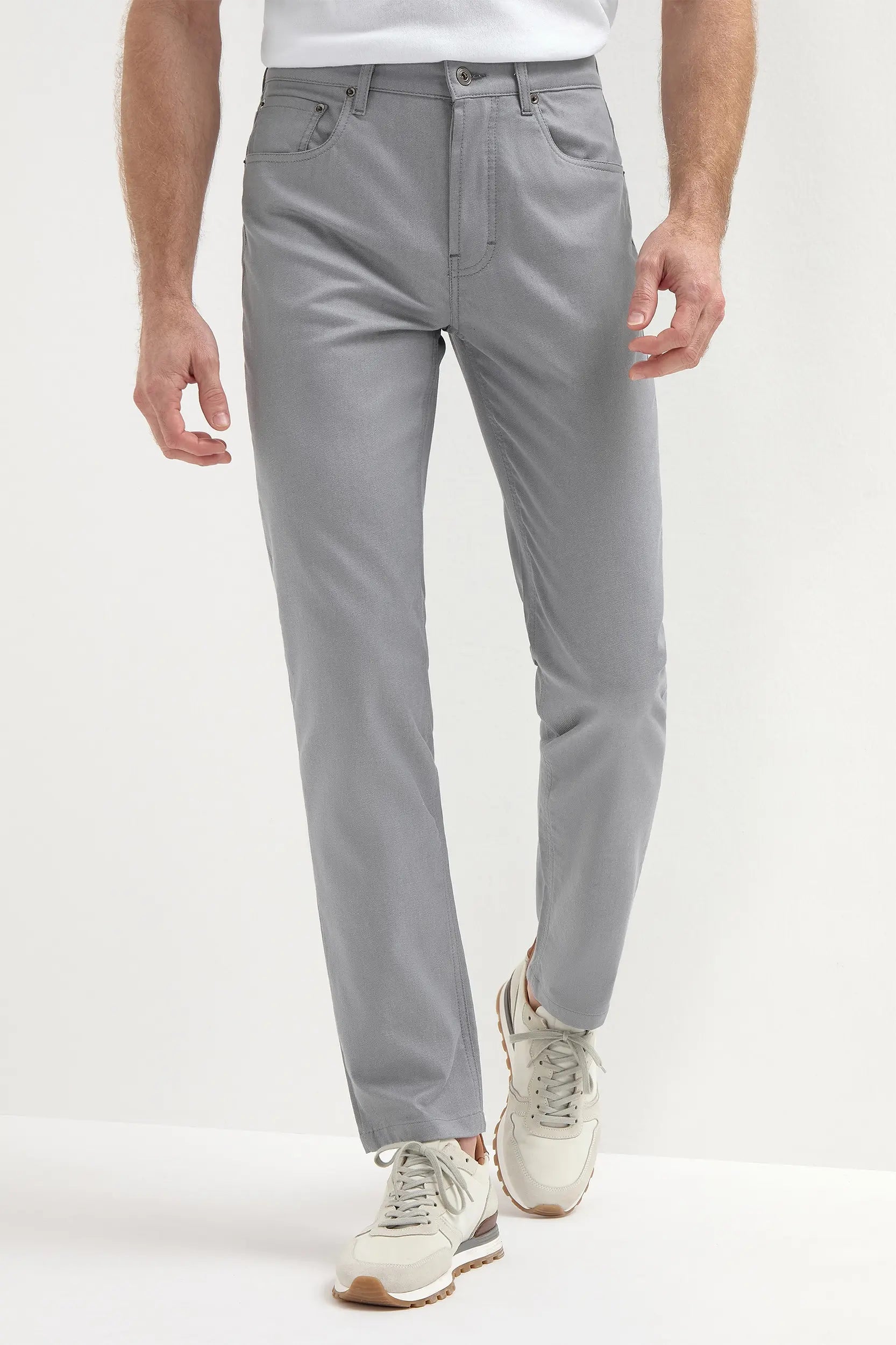 Classic Denim Pants-Light grey 5 pocket trousers - Made in Italy