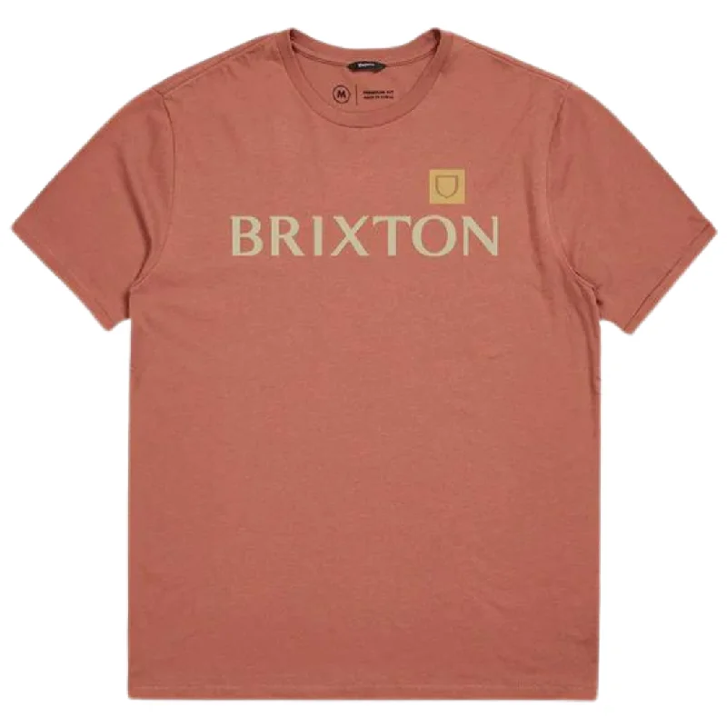 Cool Graphic T-shirt-Brixton Alpha Shield T-Shirt - Apricot Jam