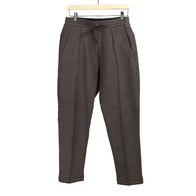 Comfortable Pajama Pants-Pin-tuck sweat pants in dark brown cotton and lyocell