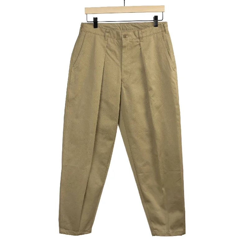 Wide-leg High-waisted Pants-High-rise Riding pants in khaki Officer Chino cloth