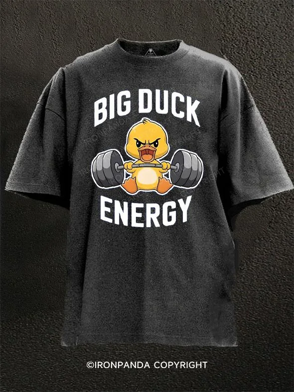 Casual Cotton T-shirt-Big Duck Energy Washed Gym Shirt