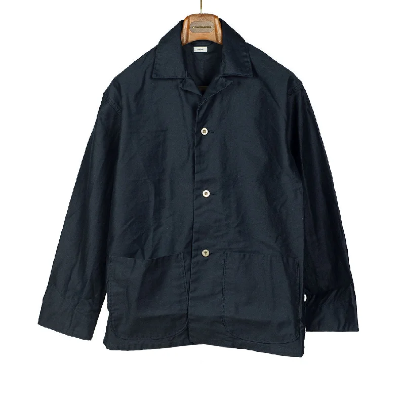 Customizable Sports Jacket-Chore jacket in navy reverse sateen cotton