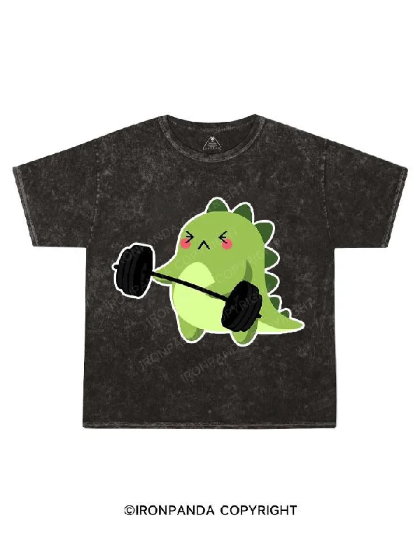 Printed Graphic T-shirt-Gym Dinosaur Kids Washed T-Shirt