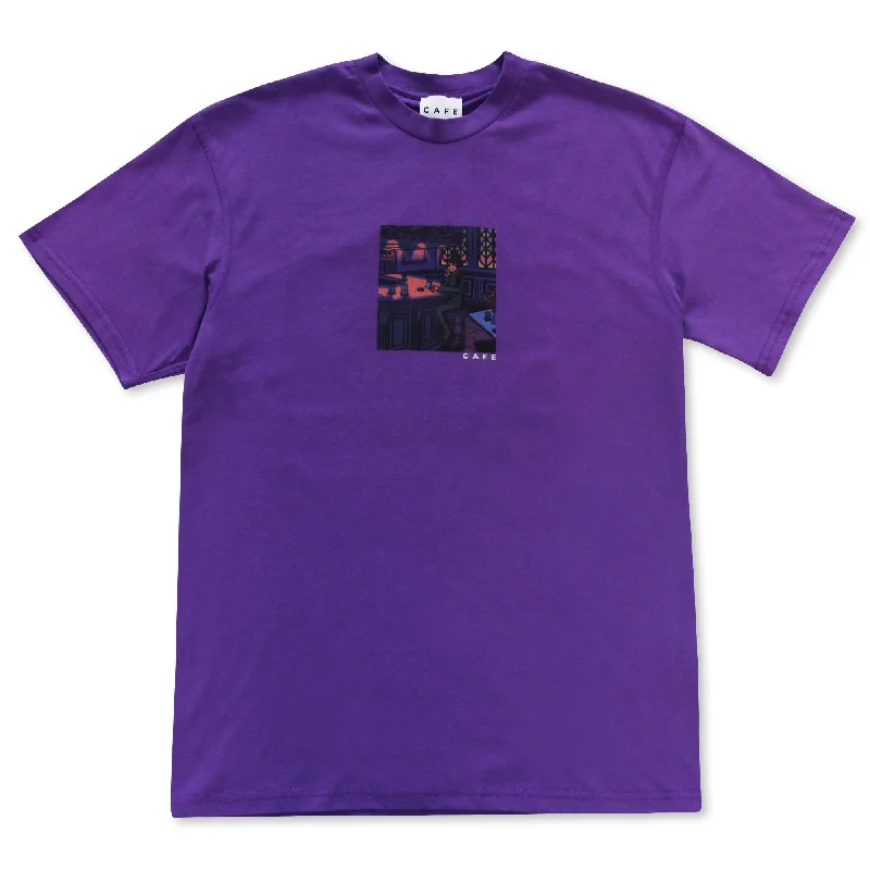 Casual Cotton T-shirt-Barfly Tee (Purple)