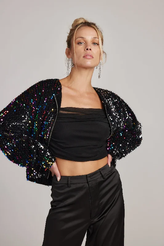 Soft Cotton Zip-up Jacket-Ozzy Multi Sequin Zip Up Jacket