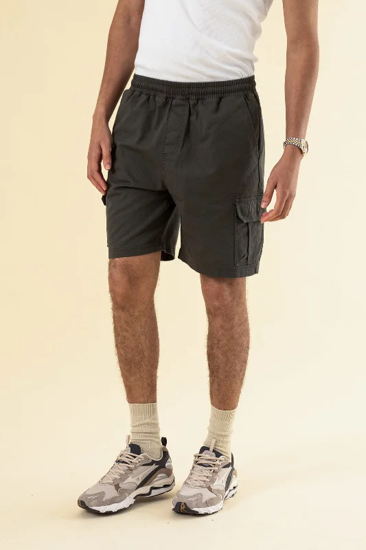 High-waisted Denim Shorts-STATEN CARGO SHORT - GREY