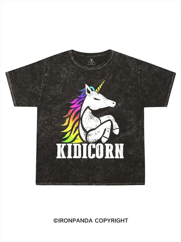 Minimalist Design T-shirt-KIDICORN Kids Washed T-Shirt