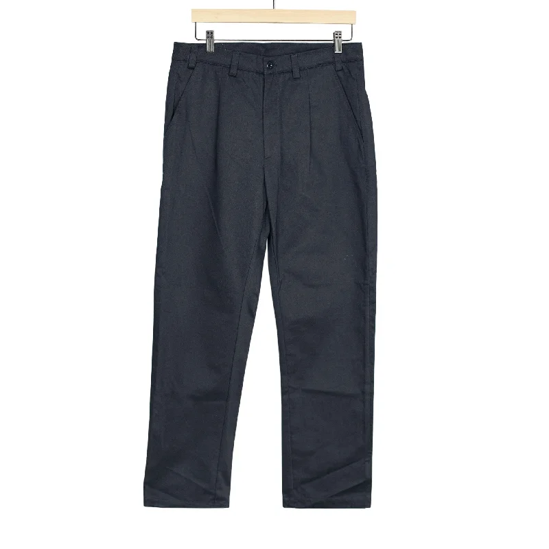 Stretch Fit Denim Pants-Spectacular Bid pleated straight-leg pants in navy brushed cotton