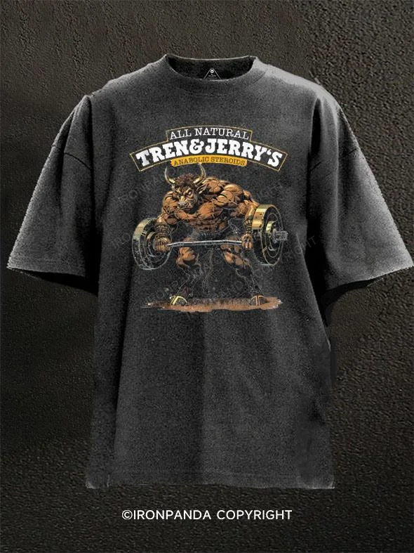 3D Graphic T-shirt-Tren And Jerry's Washed Gym Shirt