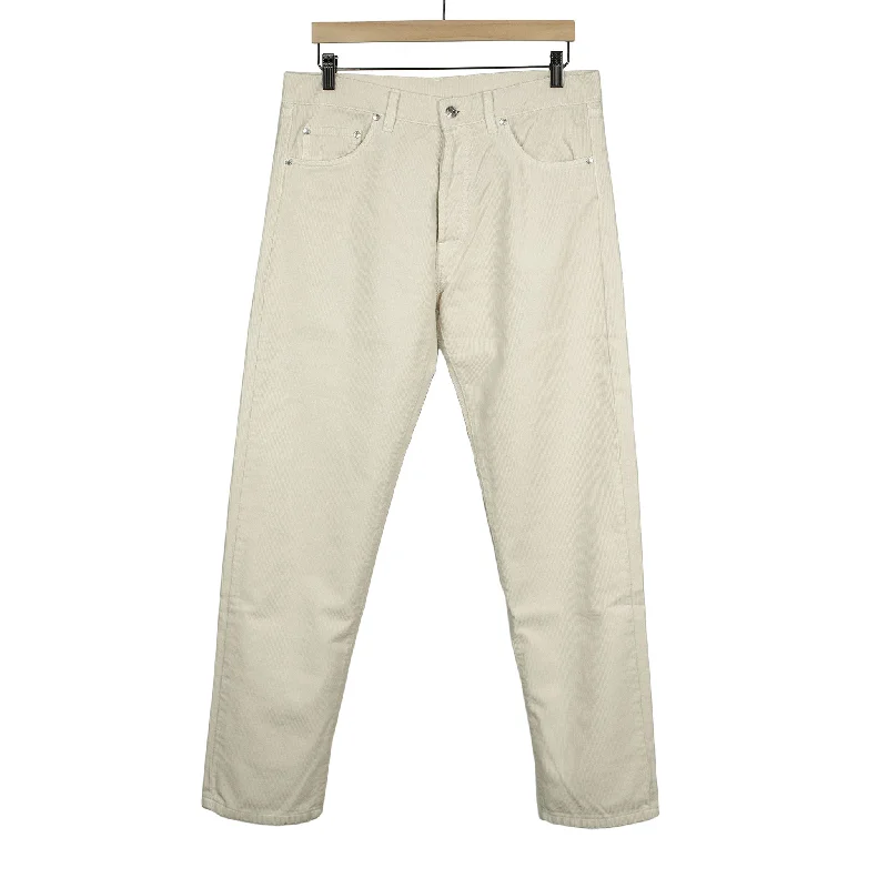 Custom Name Joggers-AAcero 5-pocket trousers in cream fine wale corduroy