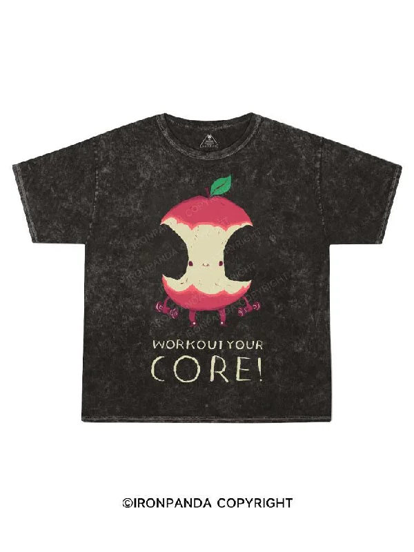 Custom Team T-shirt-work out your core! Kids Washed T-Shirt