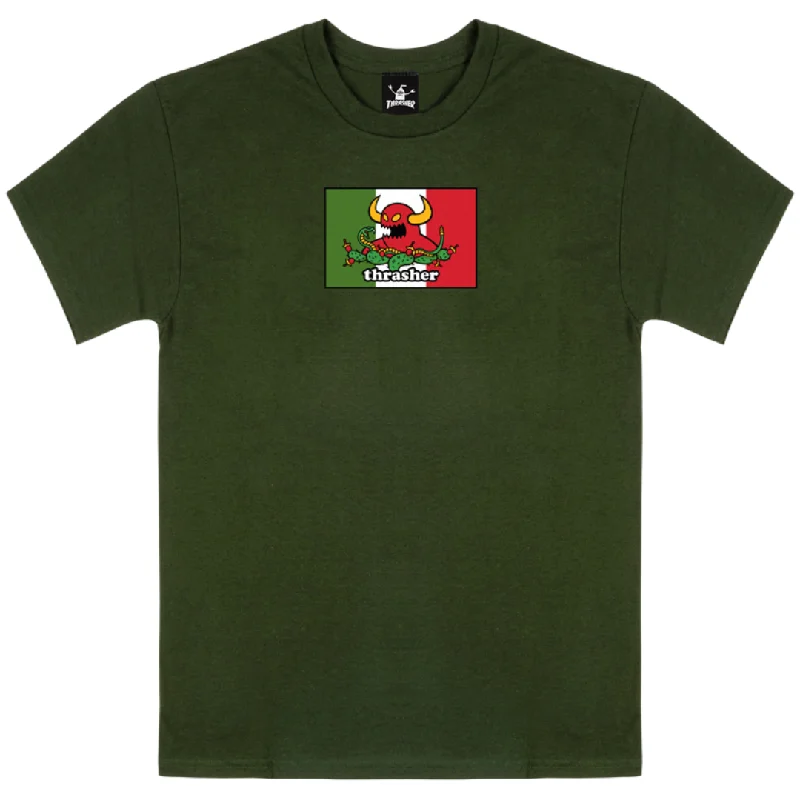 Minimalist Graphic T-shirt-Thrasher Magazine x Toy Machine Hecho T-Shirt - Forest Green