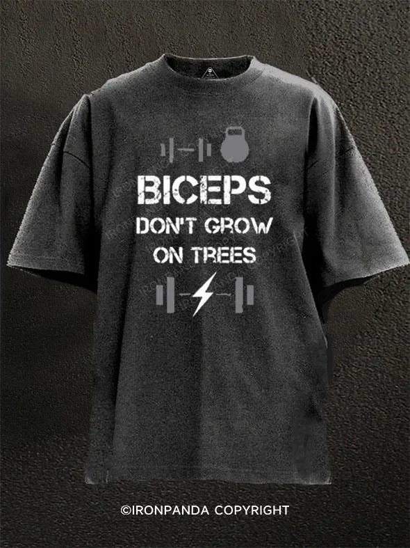 High-quality Cotton T-shirt-Biceps Don't Grow on Trees Washed Gym Shirt