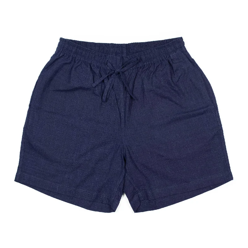 Custom Name Shorts-Olbia drawstring shorts in indigo hand-loomed khadi cotton (restock)