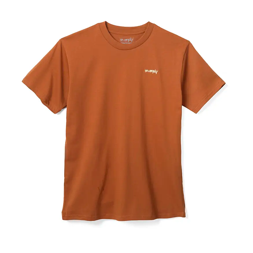 Simple Logo T-shirt-No-Comply Script Embroidered Tee Shirt - Orange