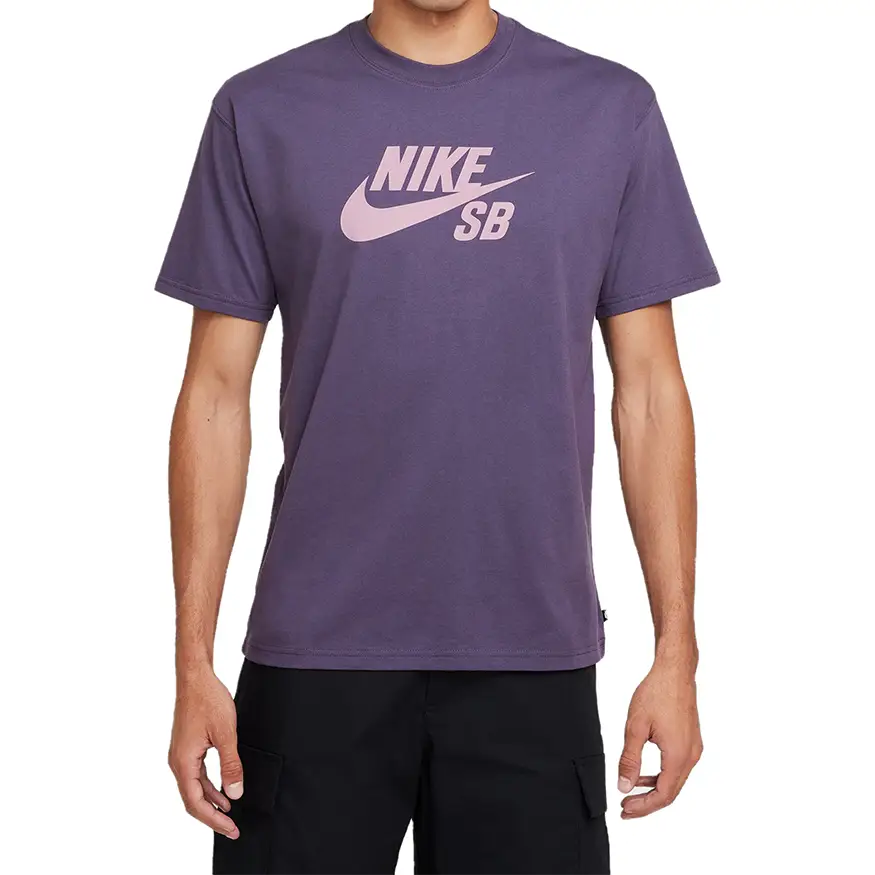 Casual Slogan T-shirt-Nike SB Logo Tee Shirt - Purple