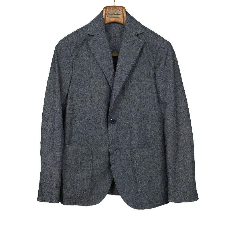 Oversized Bomber Jacket-x N.O.UN single-breasted jacket in indigo blue chambray (separates)