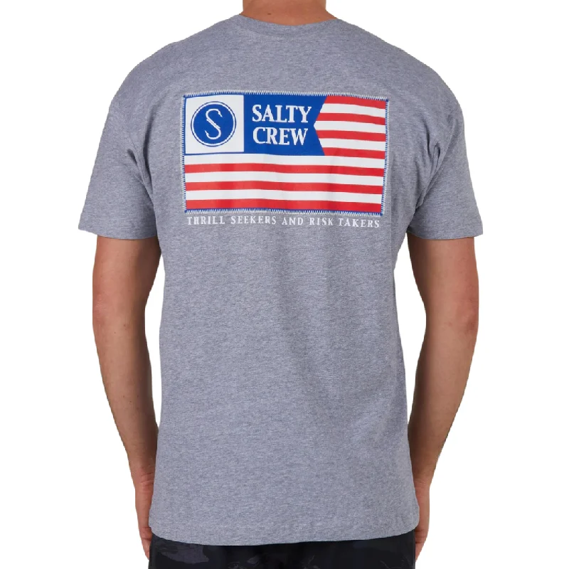 Custom Print T-shirt-Salty Crew Freedom Flag T-Shirt - Athletic Heather Grey