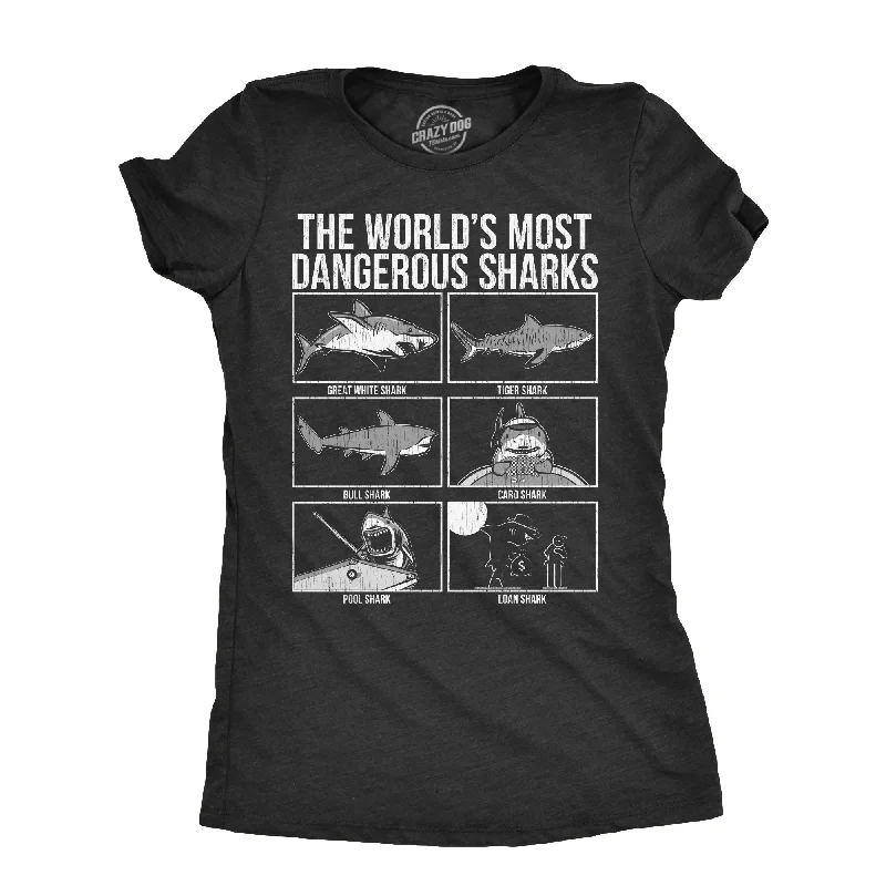 Cool Graphic T-shirt-The Worlds Most Dangerous Sharks Women's T Shirt