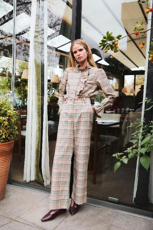 Cool Printed Lounge Pants-Pastel Checked Pants