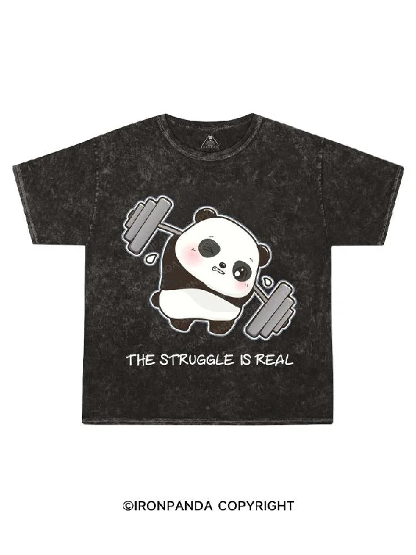 Custom Team T-shirt-Panda The Struggle Is Real  Kids Washed T-Shirt