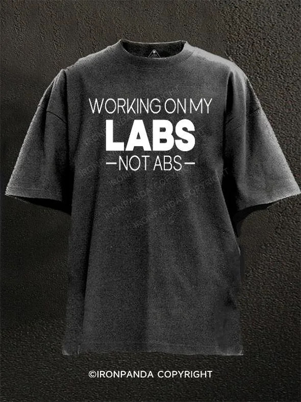 Festival Graphic T-shirt-Working On My Labs Not Abs Washed Gym Shirt