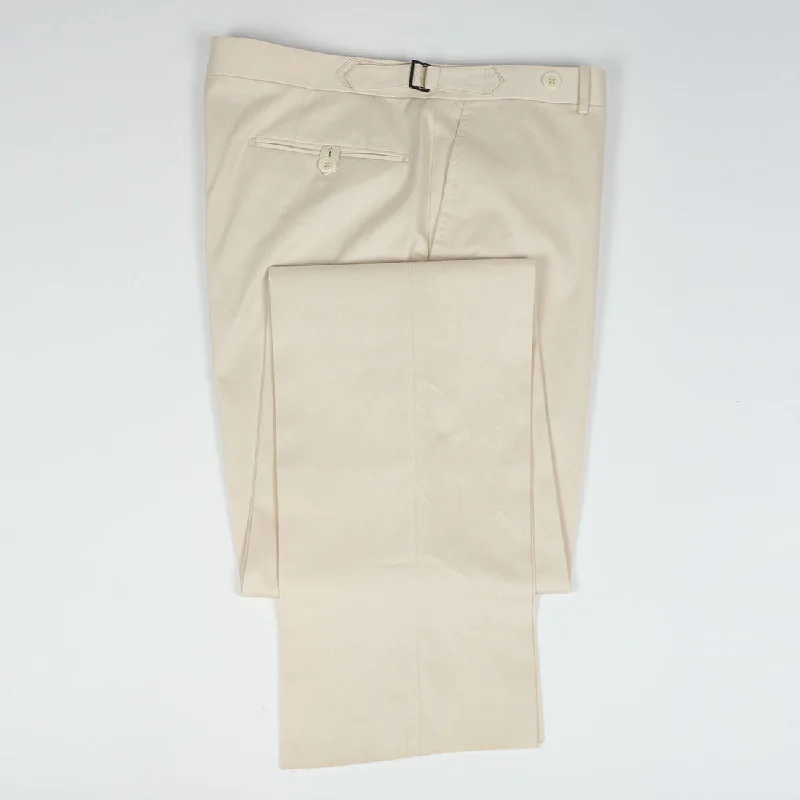 Custom Logo Joggers-Higher rise cream cotton twill trousers