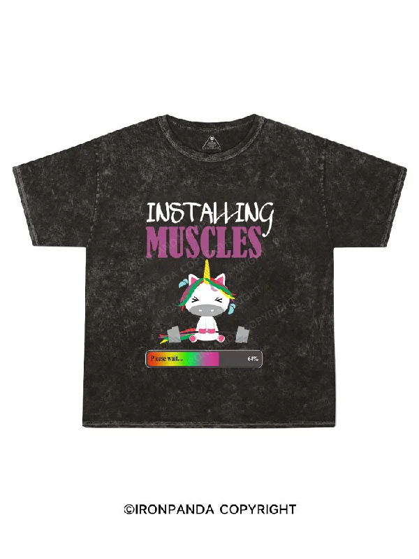 Festival Graphic T-shirt-Installing Muscles Kids Washed T-Shirt