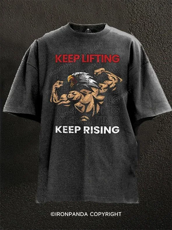 Simple Logo T-shirt-Keep Lifting, Keep Rising Washed Gym Shirt