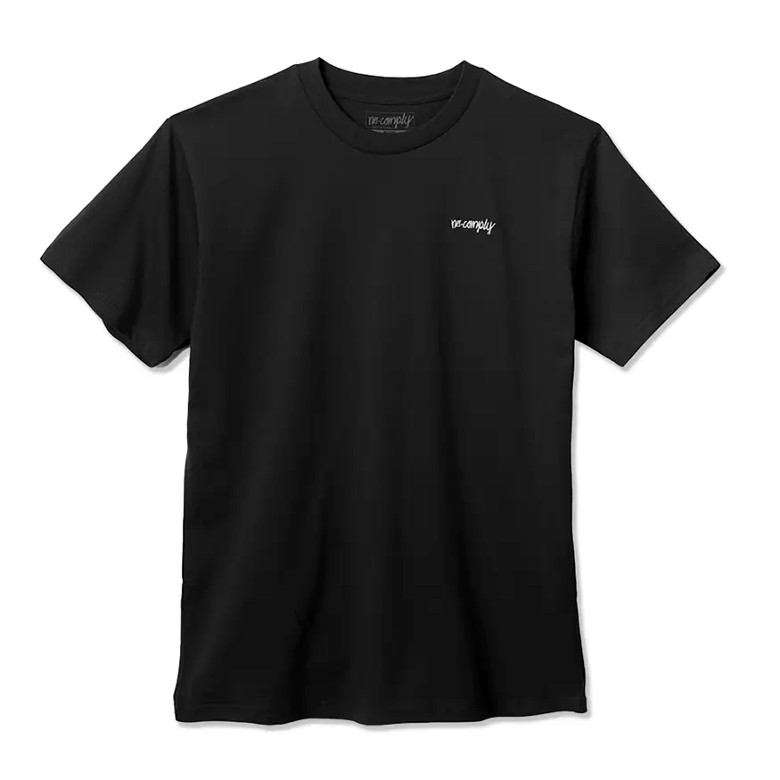 Oversized Graphic Tee-No-Comply Script Embroidered Tee Shirt - Black