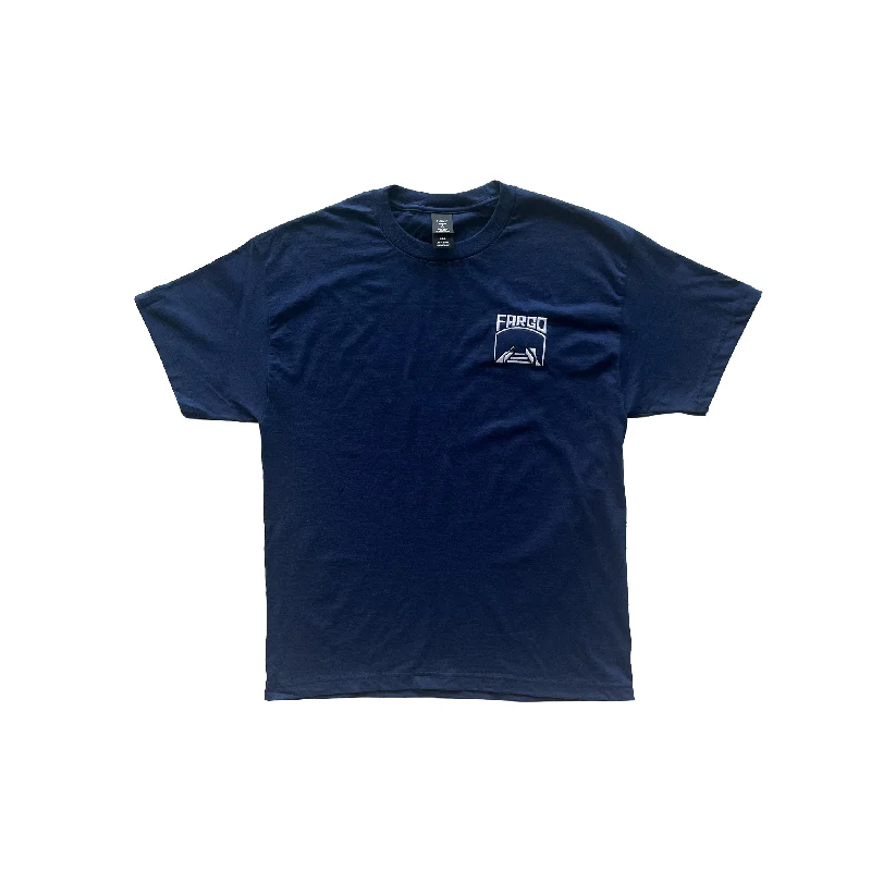 Plain Black T-shirt-Fargo Emblem Embroidered Tee - Navy Blue