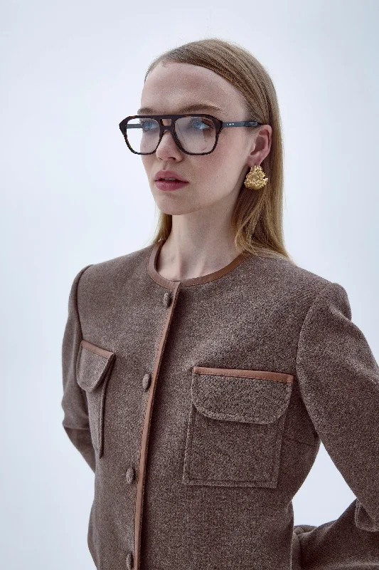 Classic Peacoat Jacket-Irma Wool Jacket in Mocha