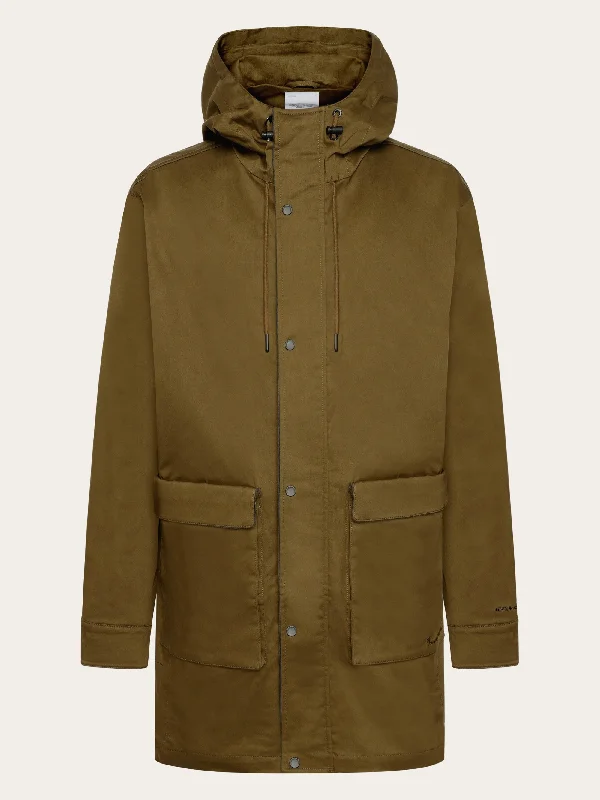 Casual Wool Blend Jacket-Canvas casual long jacket - GOTS - Dark Olive