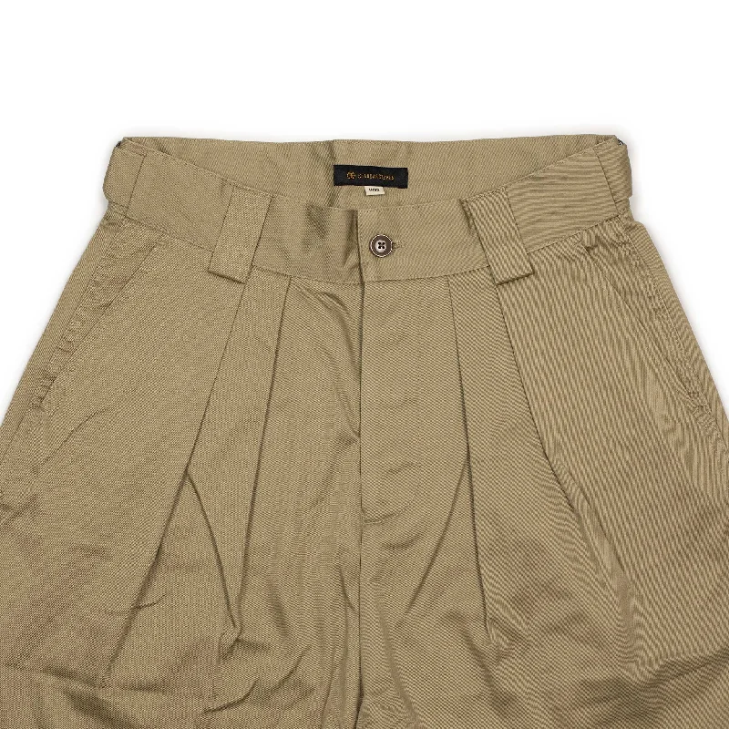 Cool Printed Lounge Pants-Pleated side tab chinos in beige cotton twill