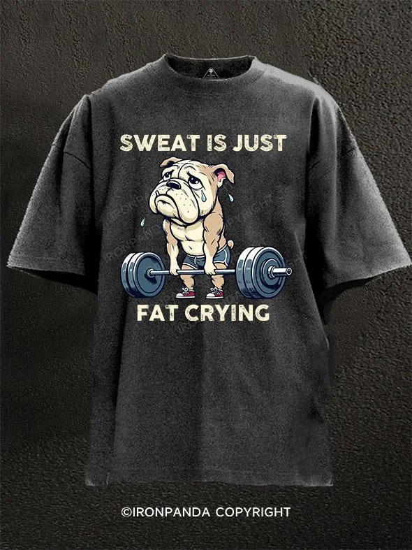 Soft Pastel T-shirt-sweat is just fat crying bulldog Washed Gym Shirt