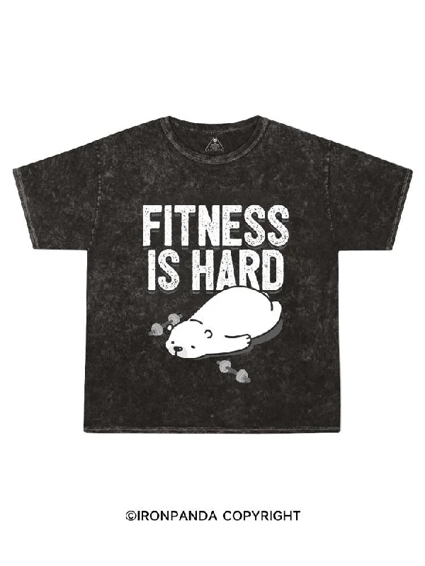 Cool Custom Printed T-shirt-Fitness Is Hard Kids Washed T-Shirt