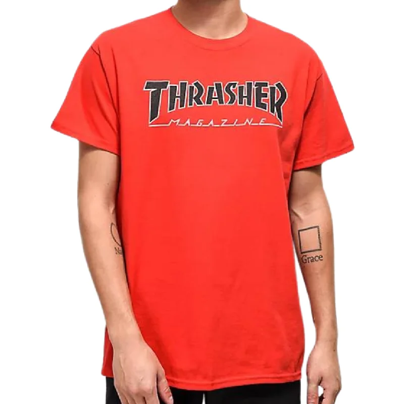 Athletic Fit T-shirt-Thrasher Magazine Outlined T-Shirt - Red