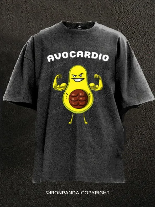 Custom Name T-shirt-Avocardio Fitness Washed Gym Shirt