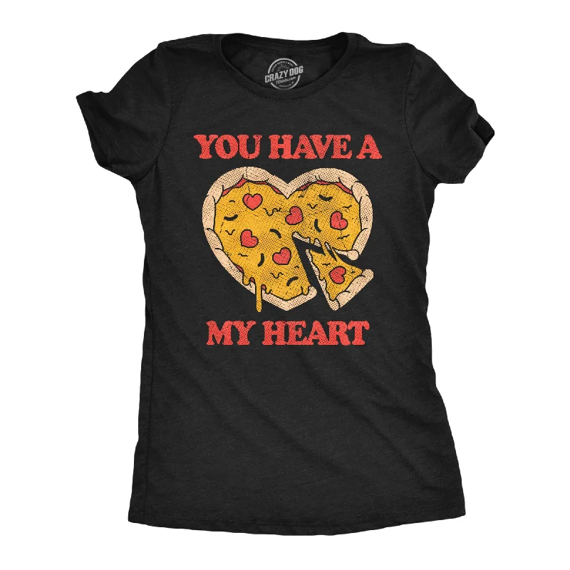 Cotton Graphic T-shirt-You Have A Pizza My Heart Women's T Shirt