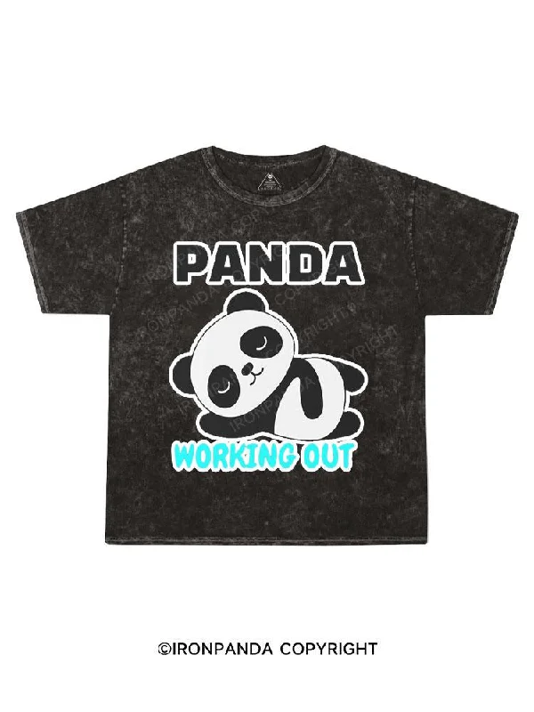 Plain T-shirt With Logo-PANDA WORKING OUT Kids Washed T-Shirt