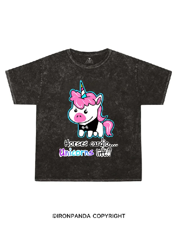 Printed Oversized T-shirt-Cute Fitness Unicorn Kids Washed T-Shirt