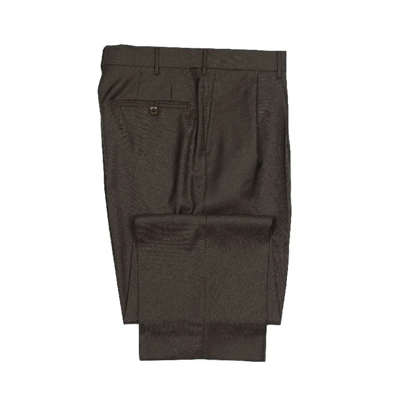 Soft Knit Joggers-Exclusive Brooklyn double-pleated high-rise wide trousers in brown wool twill