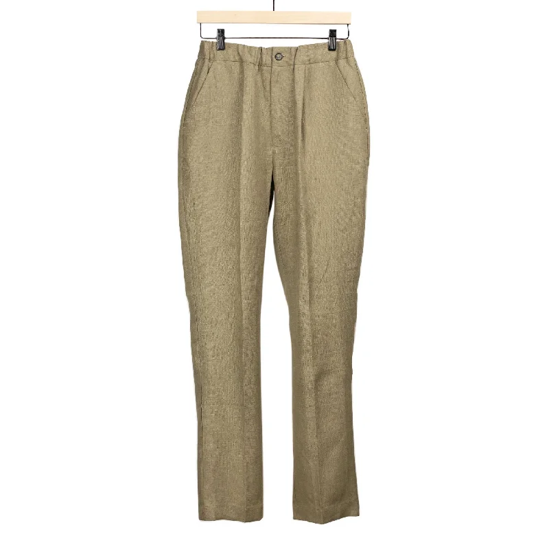 Relaxed Fit Chinos-Pleated easy pants in khaki midweight linen