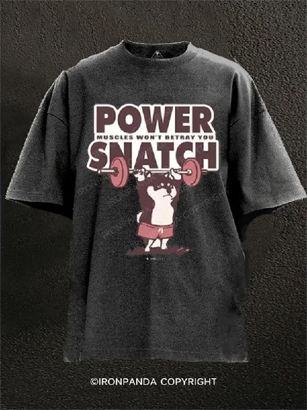 Sustainable Fashion T-shirt-Power Snatch Washed Gym Shirt